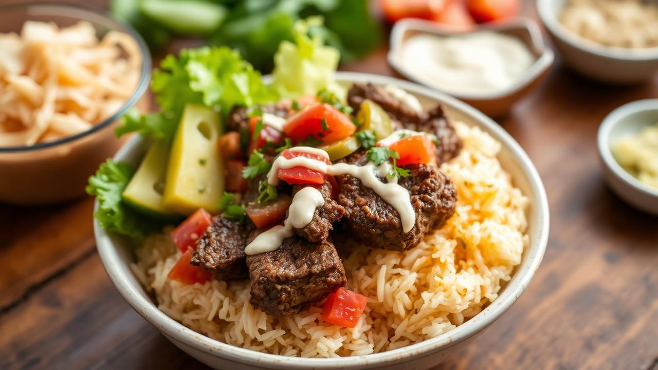 Lamb shawarma rice bowl